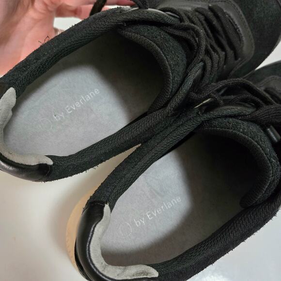 O By Everlane The Trainer Black Leather Suede Sneaker F10/M8 Unisex Athleisure - Picture 8 of 9